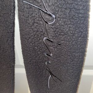 Pink Black Fleece Sweatpants with Embroidered Design - M